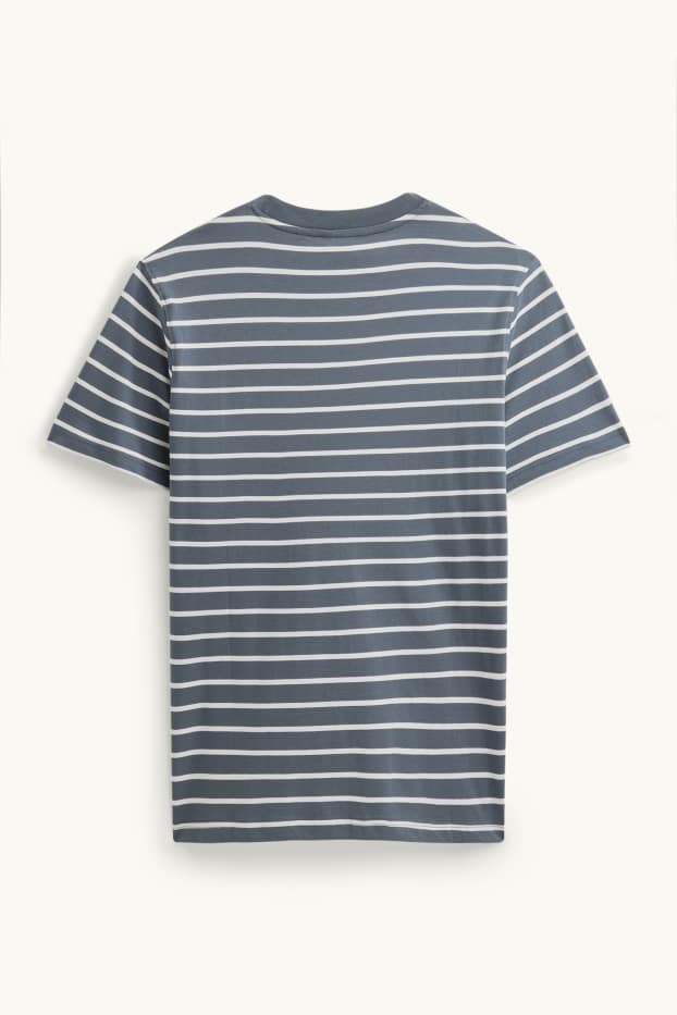 Pánské - Tričko - regular fit - pruhované - šedá