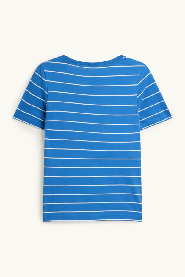 Women - V-neck T-shirt - regular fit - striped - blue
