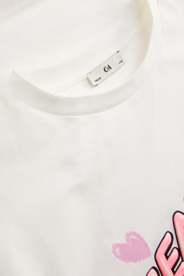 Kinder Mädchen - Bär - Kurzarmshirt - weiss