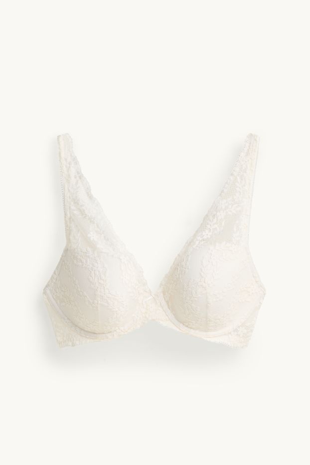 Dames - BH met beugels - PLUNGE - voorgevormd - wit