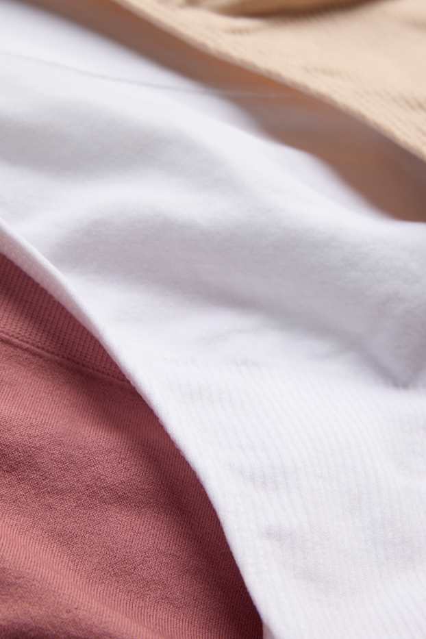 Femmes - Lot de 3 - strings - sans coutures - rose / beige