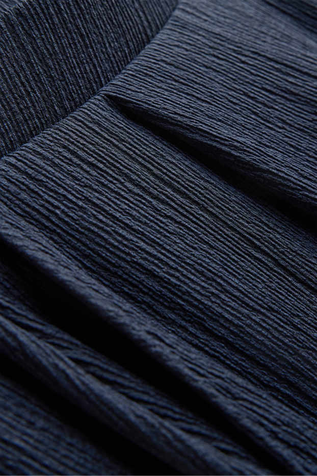 Damen - Stoffhose - Mid Waist - Wide Leg - dunkelblau