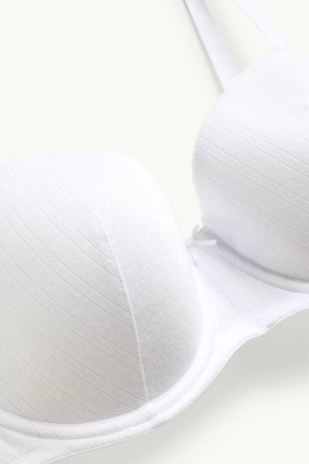 Femmes - Soutien-gorge en pointelle avec armatures - DEMI - ampliforme - blanc