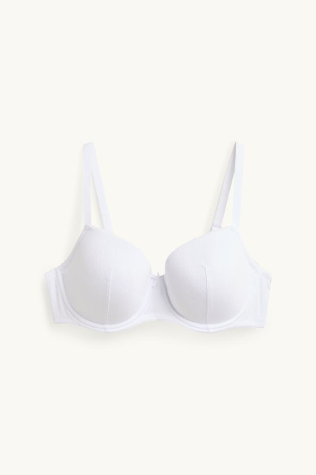 Femmes - Soutien-gorge en pointelle avec armatures - DEMI - ampliforme - blanc