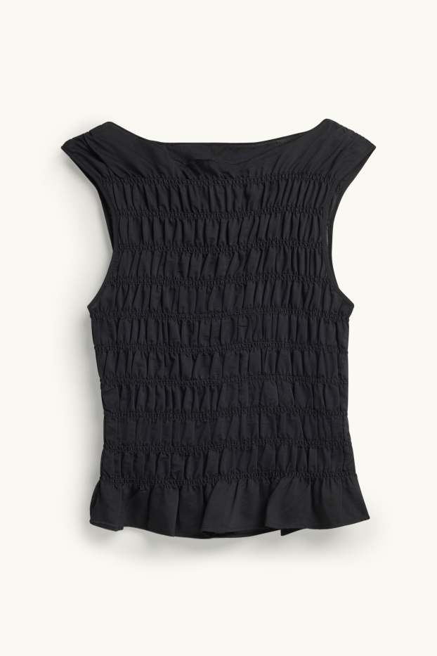 Femmes - Chemisier - finition smockée - noir