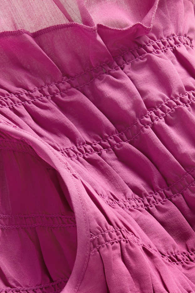 Damen - Bluse - gesmokt - pink / pink