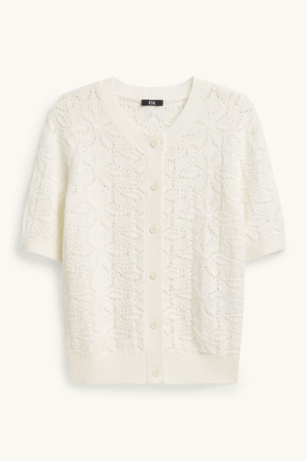 Damen - Strickjacke - strukturiert - cremefarben