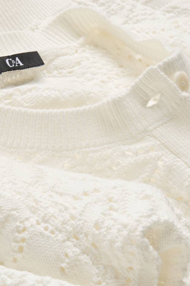 Damen - Strickjacke - strukturiert - cremefarben