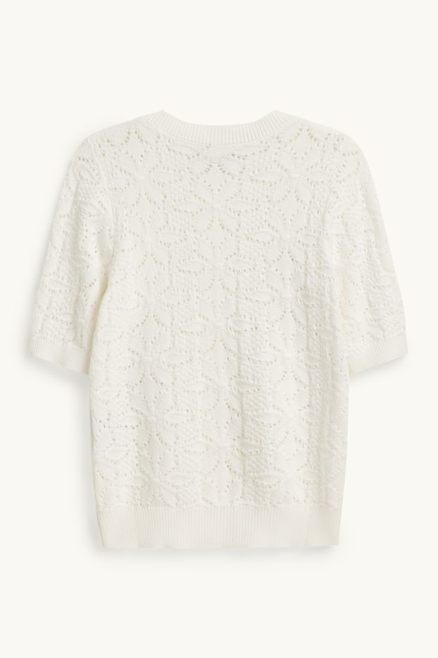 Damen - Strickjacke - strukturiert - cremefarben