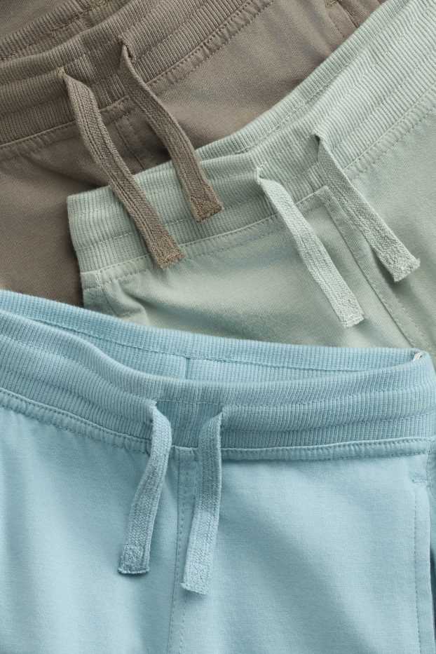 Kinder Buben - Multipack 3er - Dino - Sweatshorts - braun / blau