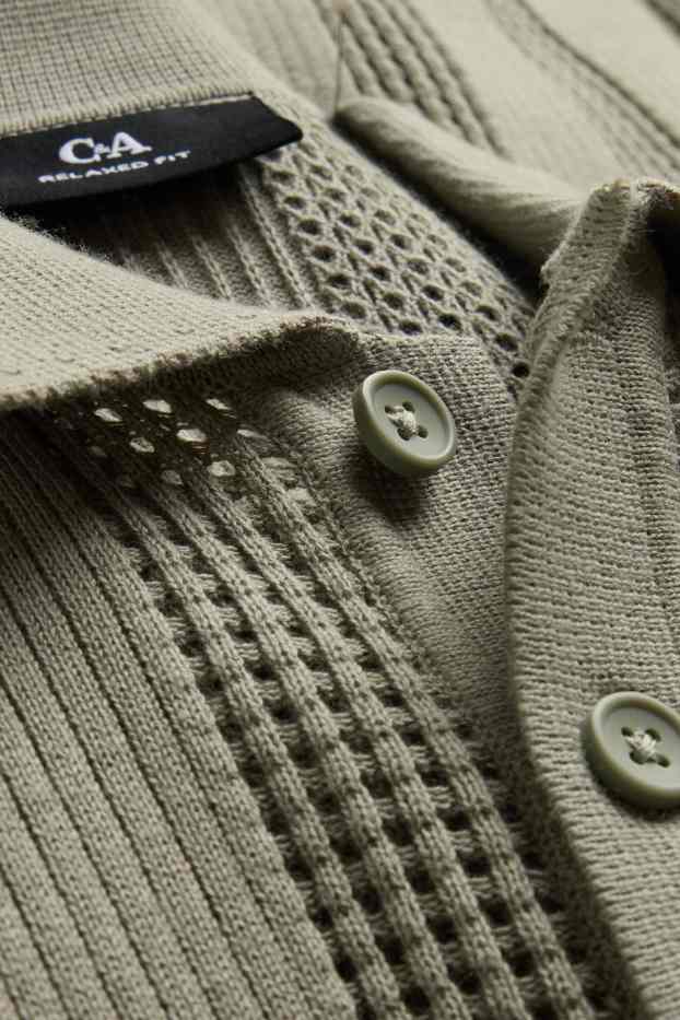 Home - Polo de punt de mitja - relaxed fit - acanalat - de ratlles - verd