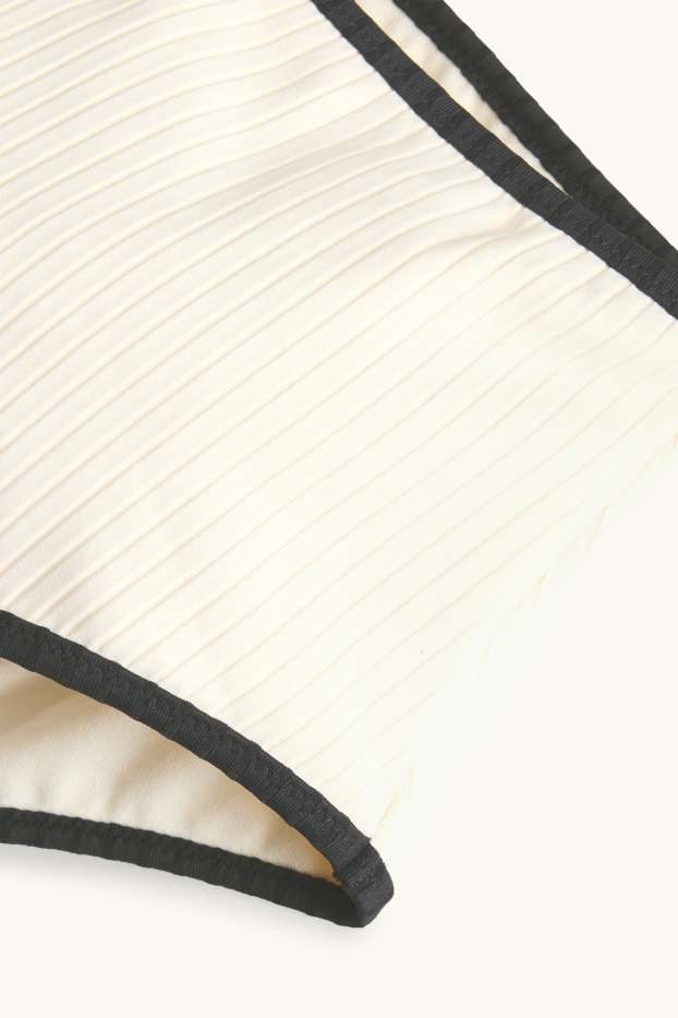 Femmes - Bas de bikini - high waist - finition côtelée - LYCRA® XTRA LIFE™  - crème