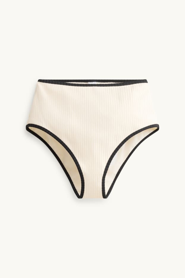 Femmes - Bas de bikini - high waist - finition côtelée - LYCRA® XTRA LIFE™  - crème
