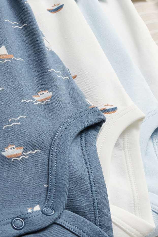 Baby: jongens - Set van 5 - zeilboot en teddybeer - rompertje - blauw