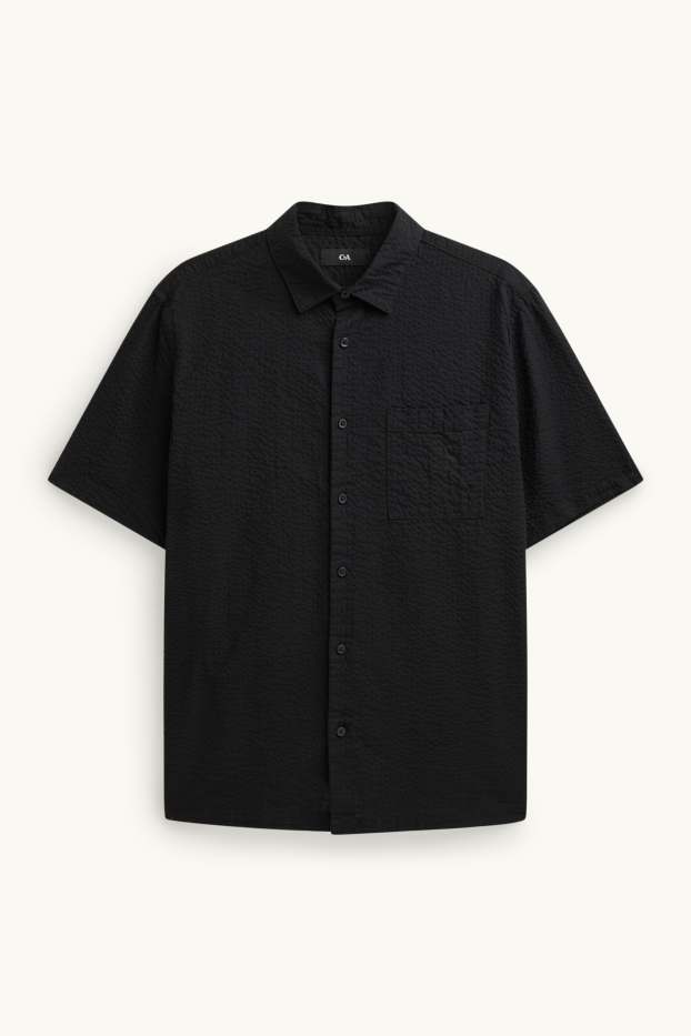 Uomo - Camicia - regular fit - collo all'italiana - nero