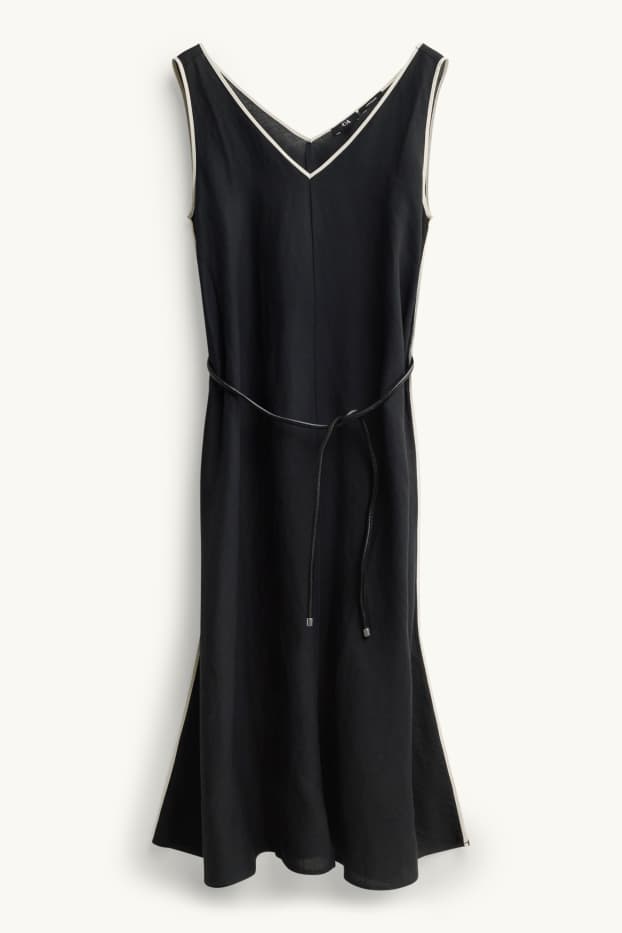 Women - V-neck A-line dress - black