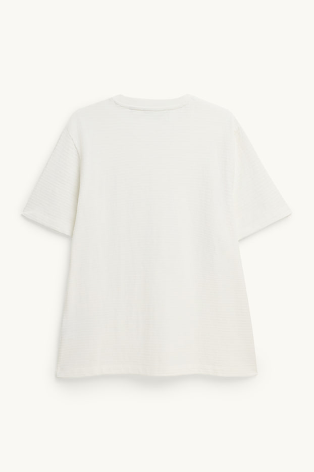 Herren - T-Shirt - Regular Fit - gerippt - weiß