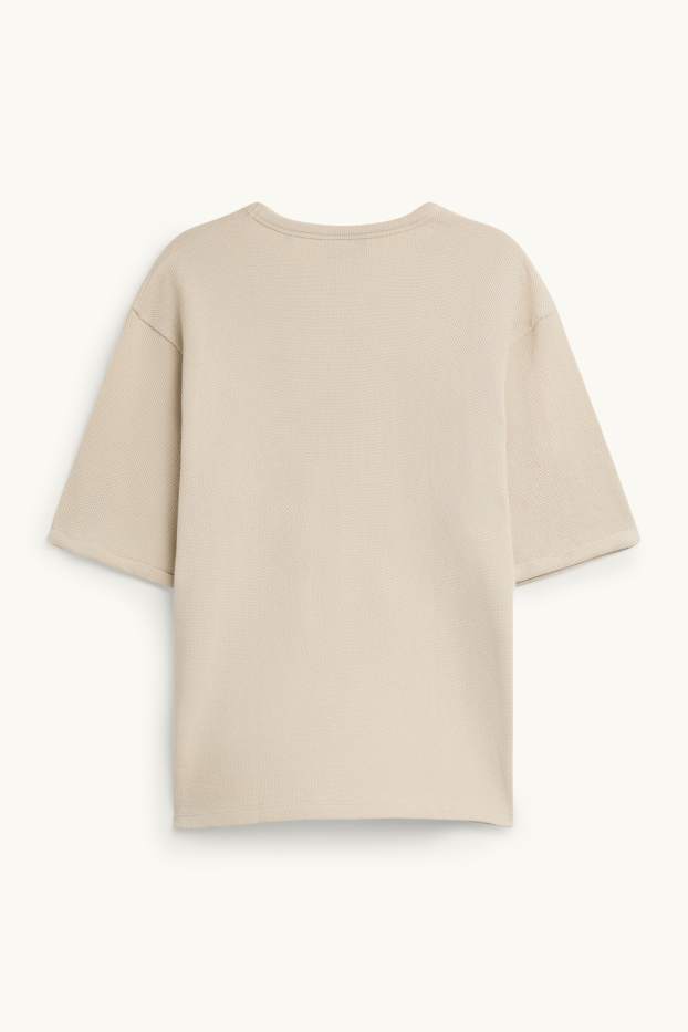 Pánské - Tričko - relaxed fit - strukturované - béžová