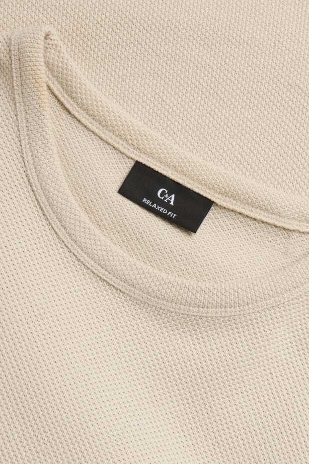 Pánské - Tričko - relaxed fit - strukturované - béžová