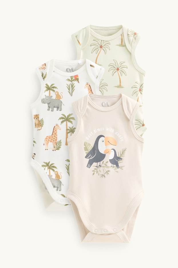 Unisexe - Lot de 3 - jungle - body pour bébé - blanc