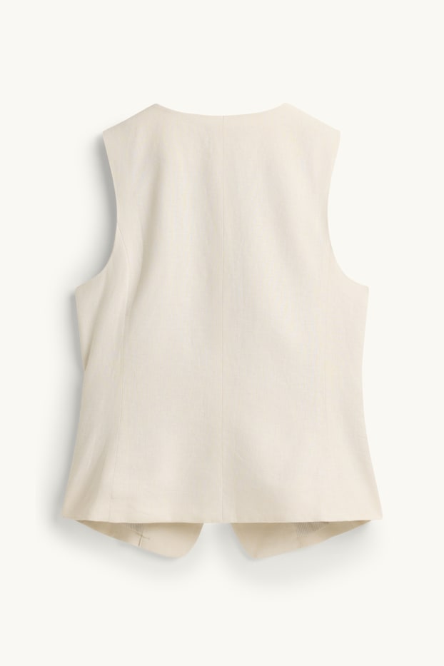 Mujer - Chaleco de oficina - entallado - mezcla de lino - crema