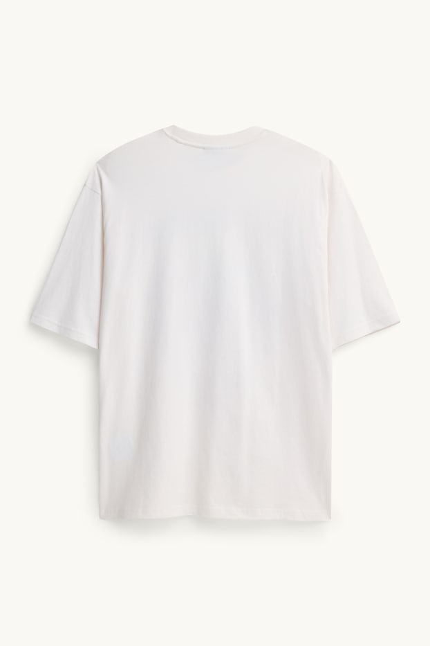 Pánské - Tričko - oversized - Spongebob v kalhotách - bílá