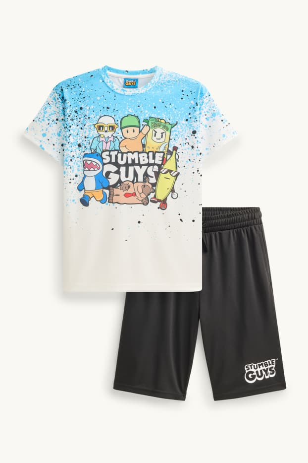 Enfants garçons - Stumble Guys - pyjashort - 2 pièces - noir / blanc