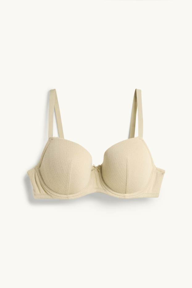 Femmes - Soutien-gorge en pointelle avec armatures - DEMI - ampliforme - beige