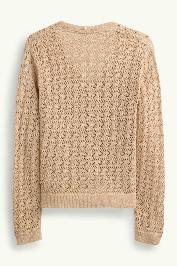 Bambine - Cardigan - effetto brillante - beige