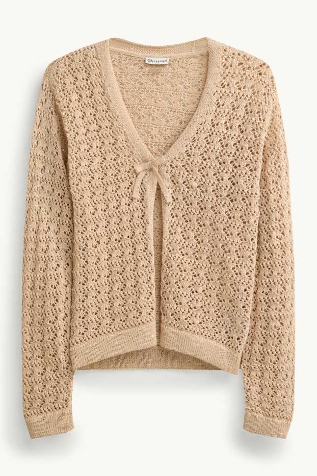 Bambine - Cardigan - effetto brillante - beige
