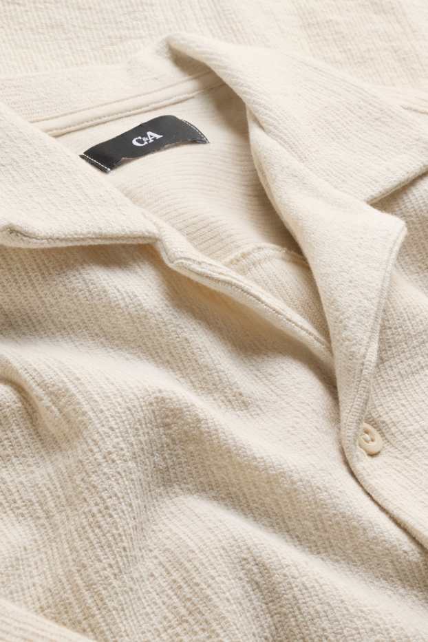 Home - Camisa - regular fit - coll solapa - texturada - blanc