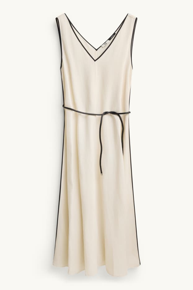 Women - V-neck A-line dress - white