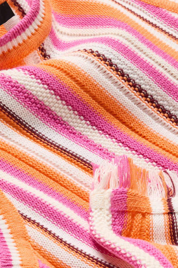 Damen - Crochet-Top - gestreift - pink / orange