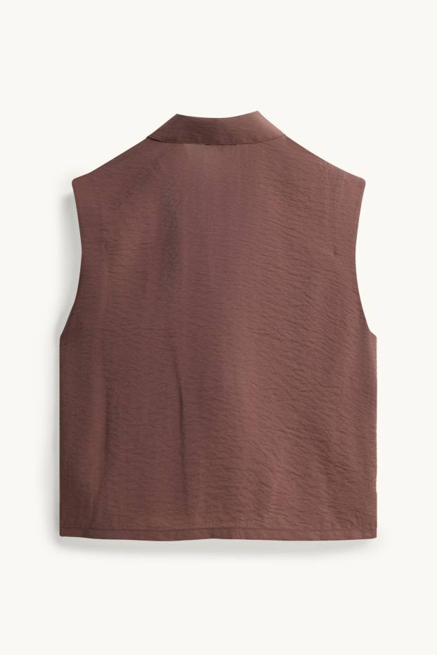 Donna - Gilet - tessuto tramato - marrone