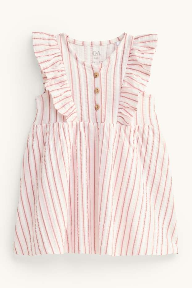 Niemowlęta dziewczynki - Sukienka niemowlęca - w paski - biały / czerwony