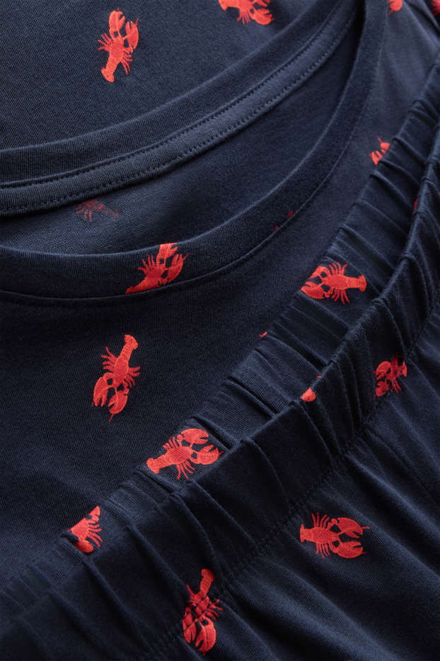 Femei - Pijama scurtă - cu model - albastru închis