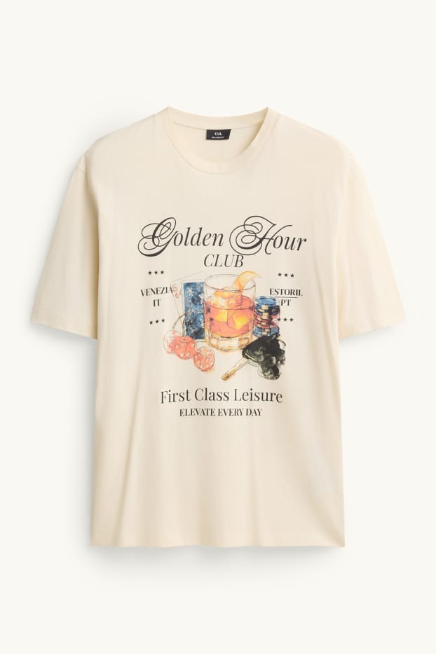 Herren - T-Shirt - Relaxed Fit - cremefarben