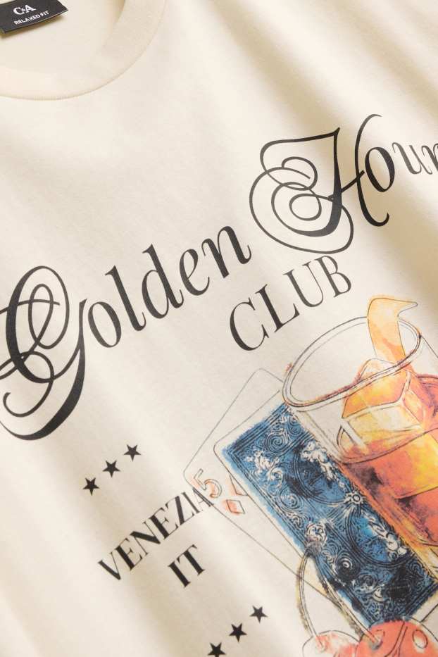 Herren - T-Shirt - Relaxed Fit - cremefarben