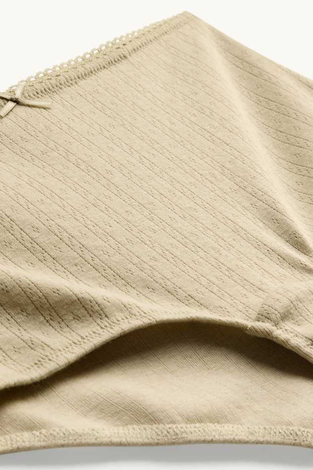 Femei - Chiloți model pointelle - bej