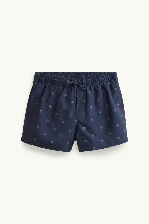 Herren - Badeshorts - gemustert - dunkelblau