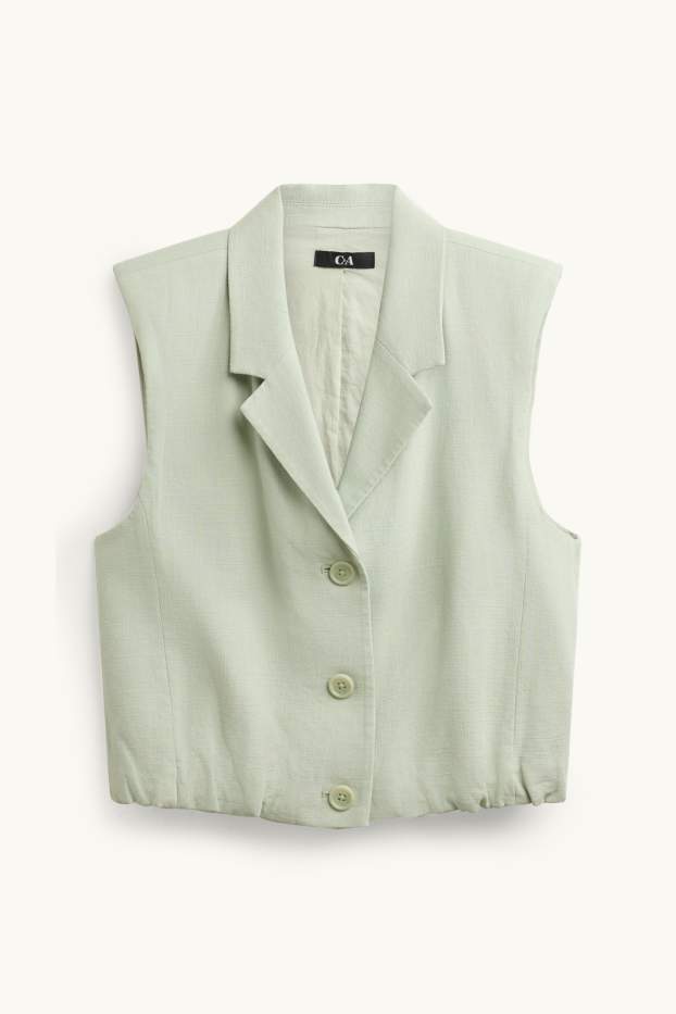 Mujer - Chaleco con parte de lino - entallado - verde claro