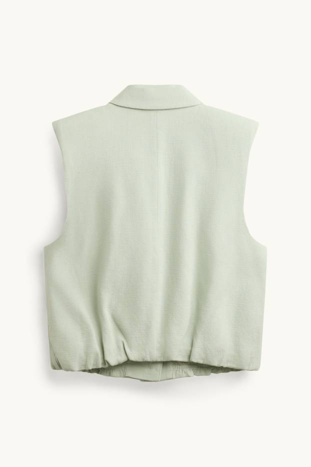 Mujer - Chaleco con parte de lino - entallado - verde claro