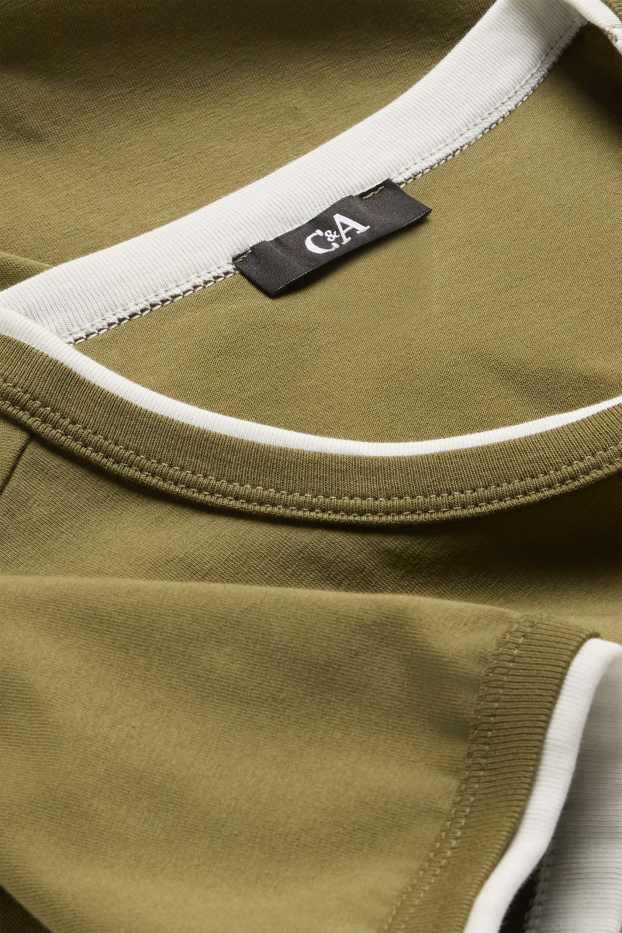 Donna - T-shirt - regular fit - effetto sovrapposto - kaki