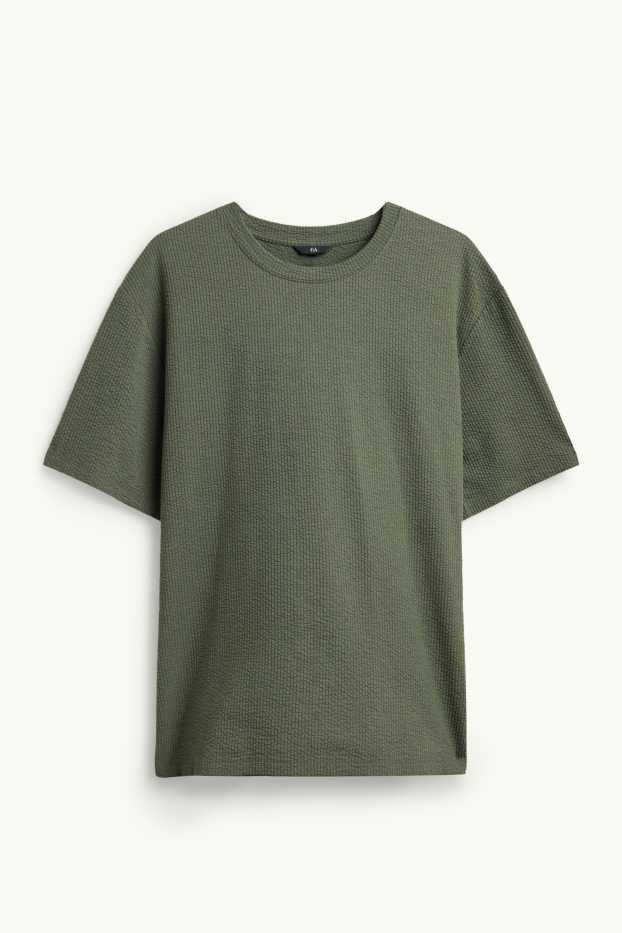 Heren - T-shirt - regular fit - met structuur - groen