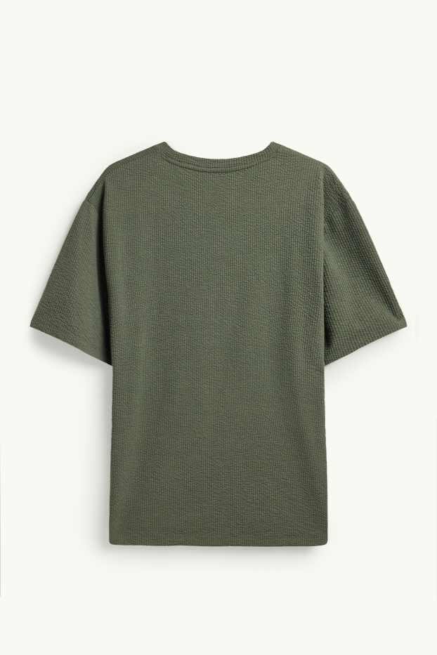 Heren - T-shirt - regular fit - met structuur - groen