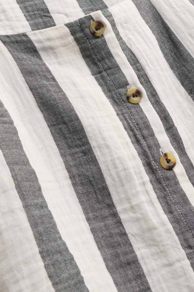 Dámské - Halenka bez rukávů - pruhovaná - bílá/šedá