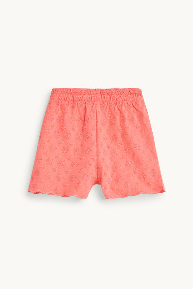 Baby Girls - Baby shorts - broderie anglaise - orange