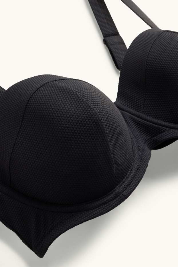 Dona - Top de biquini - de balcó - enconxat - LYCRA® - estructurat - negre