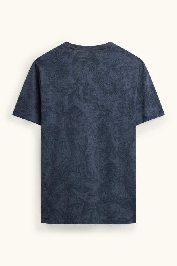 Heren - T-shirt - regular fit - met patroon - donkerblauw