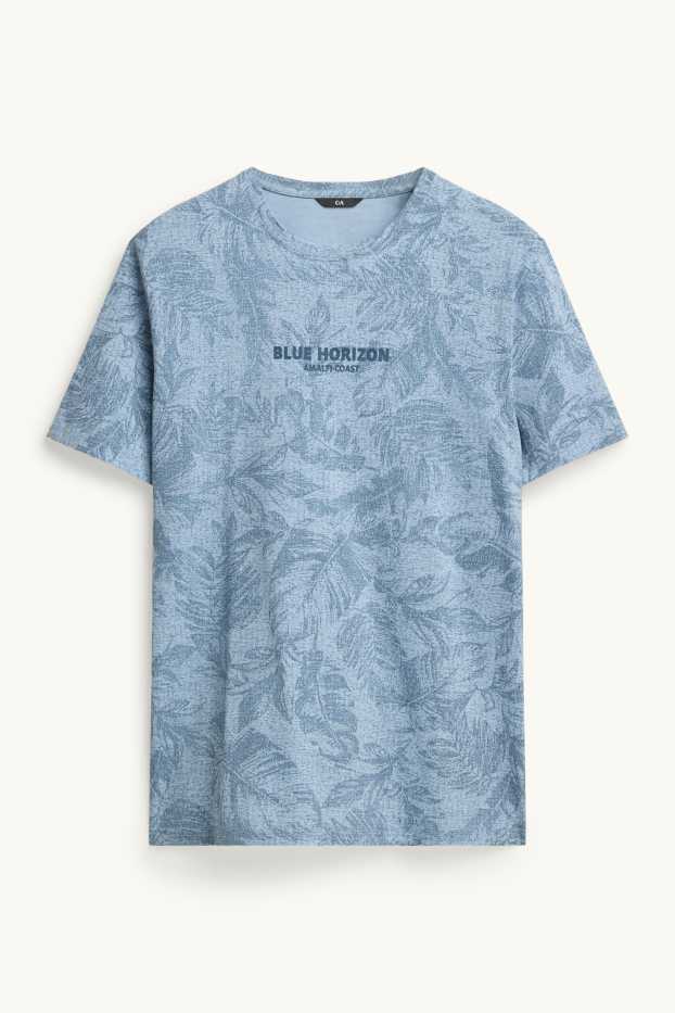 Heren - T-shirt - regular fit - met patroon - lichtblauw